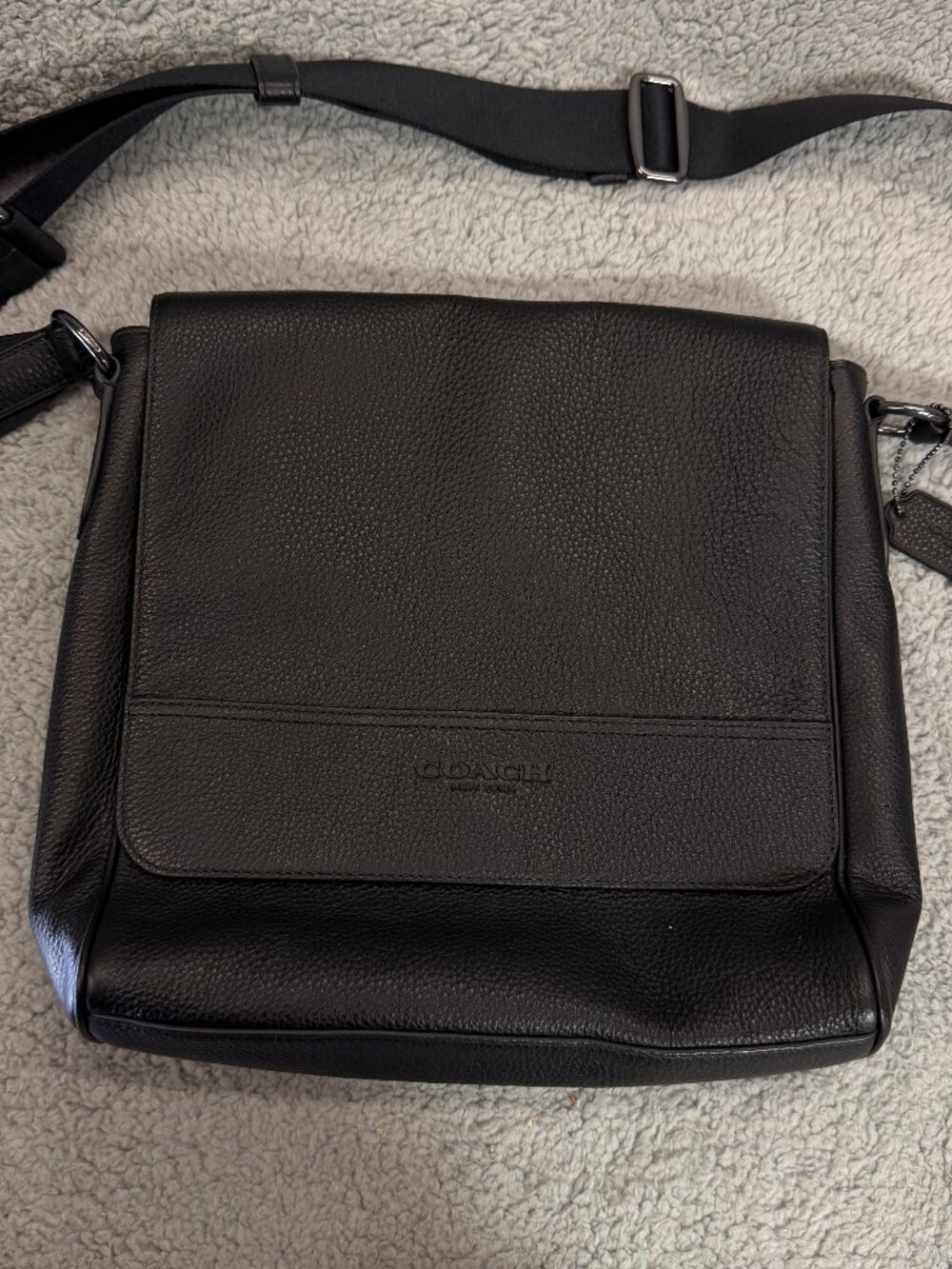 COACH Houston Leather Messenger Bag Black - Picture 1 of 15